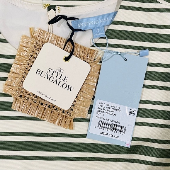 Antonio Melani x The Style Bungalow Palm Short Sleeve Striped Mini Dress NWT - Picture 13 of 16